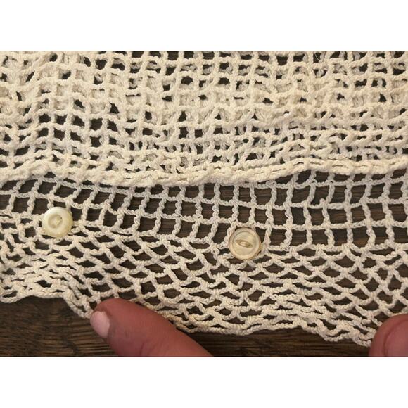 Crochet White Throw Pillow Case Cover Decorative Handmade Vintage 14" x 14" knit - Picture 3 of 9